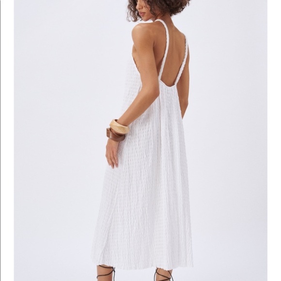 NWT ZARA White Textured Halter Keyhole Dress - Picture 5 of 12